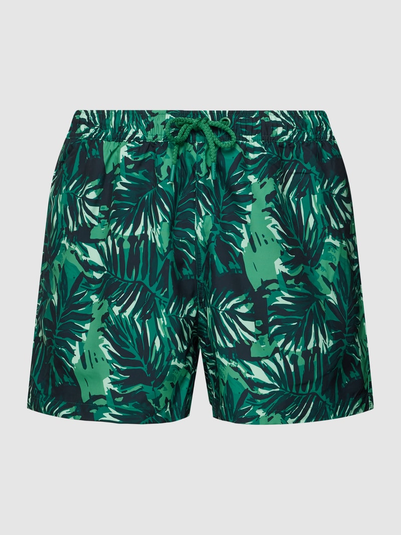 Badehose mit Allover-Print in dunkelgrün