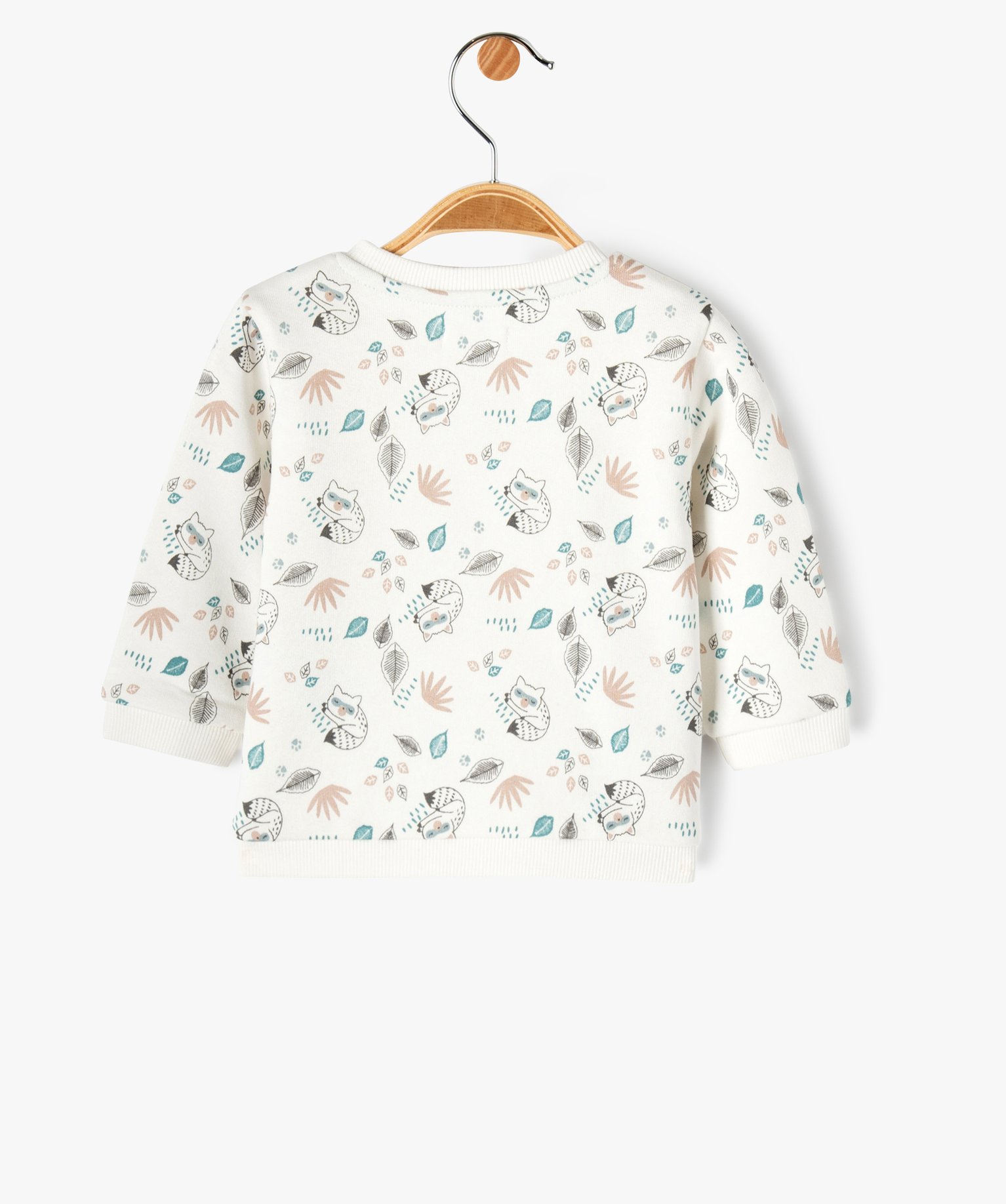 Sweat en molleton doux imprimé ouverture devant bébé blanc | GEMO
