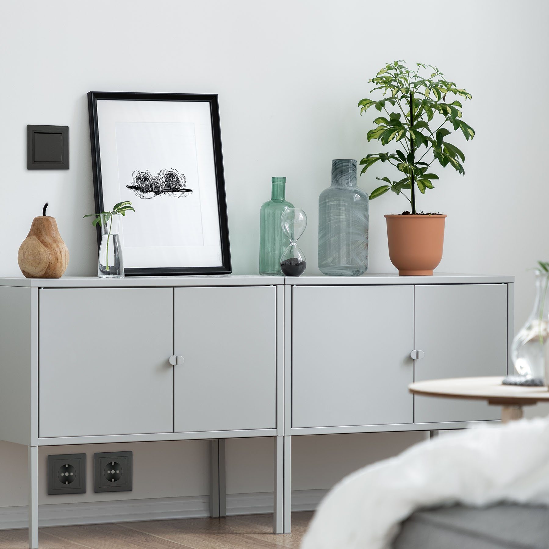 Aling Conel Lichtschalter Prestige Line Schalter ohne Glimmlampe Schwarz Soft Touch (Packung), VDE-zertifiziert