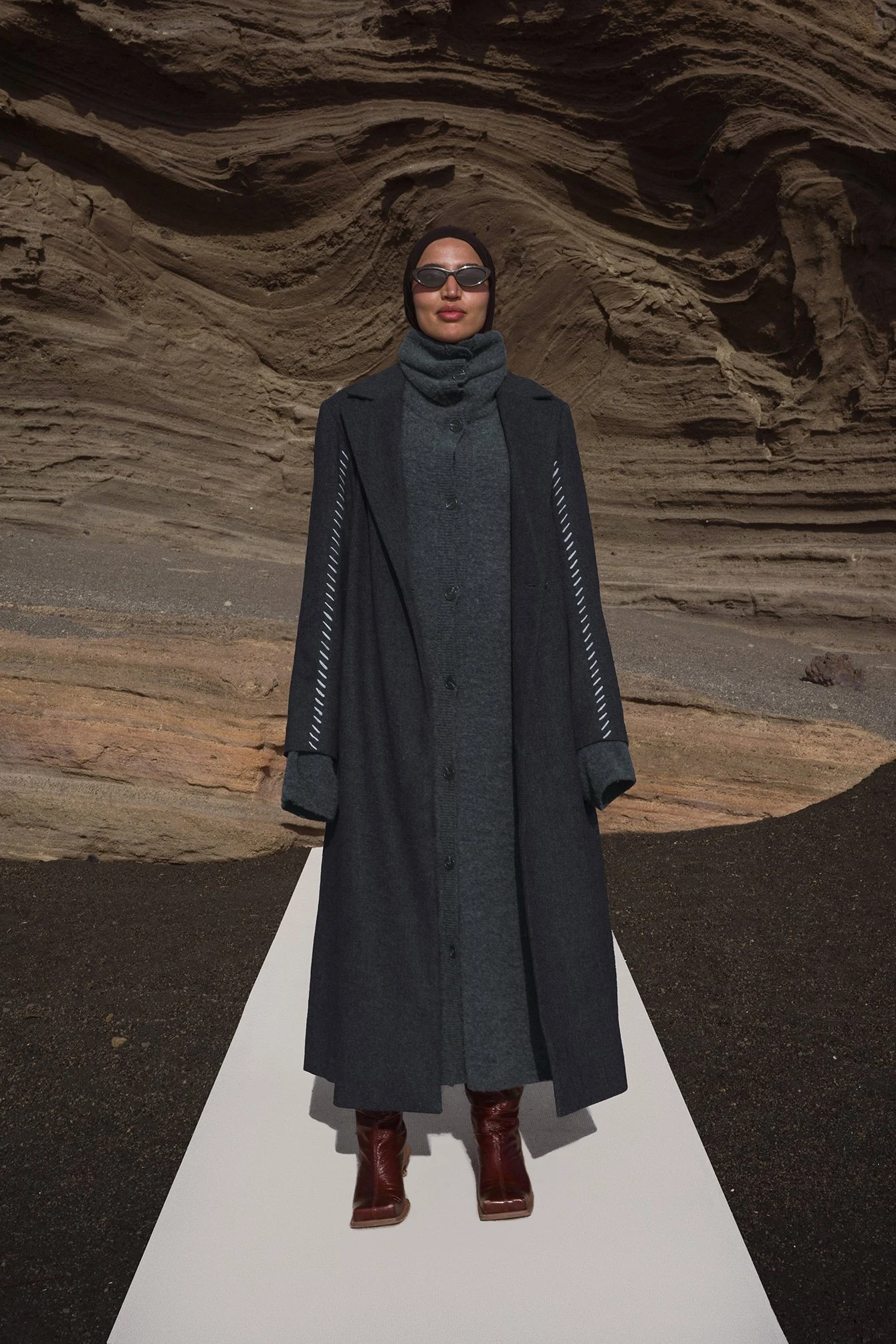 Maxi-Cardigan mit großem Revers