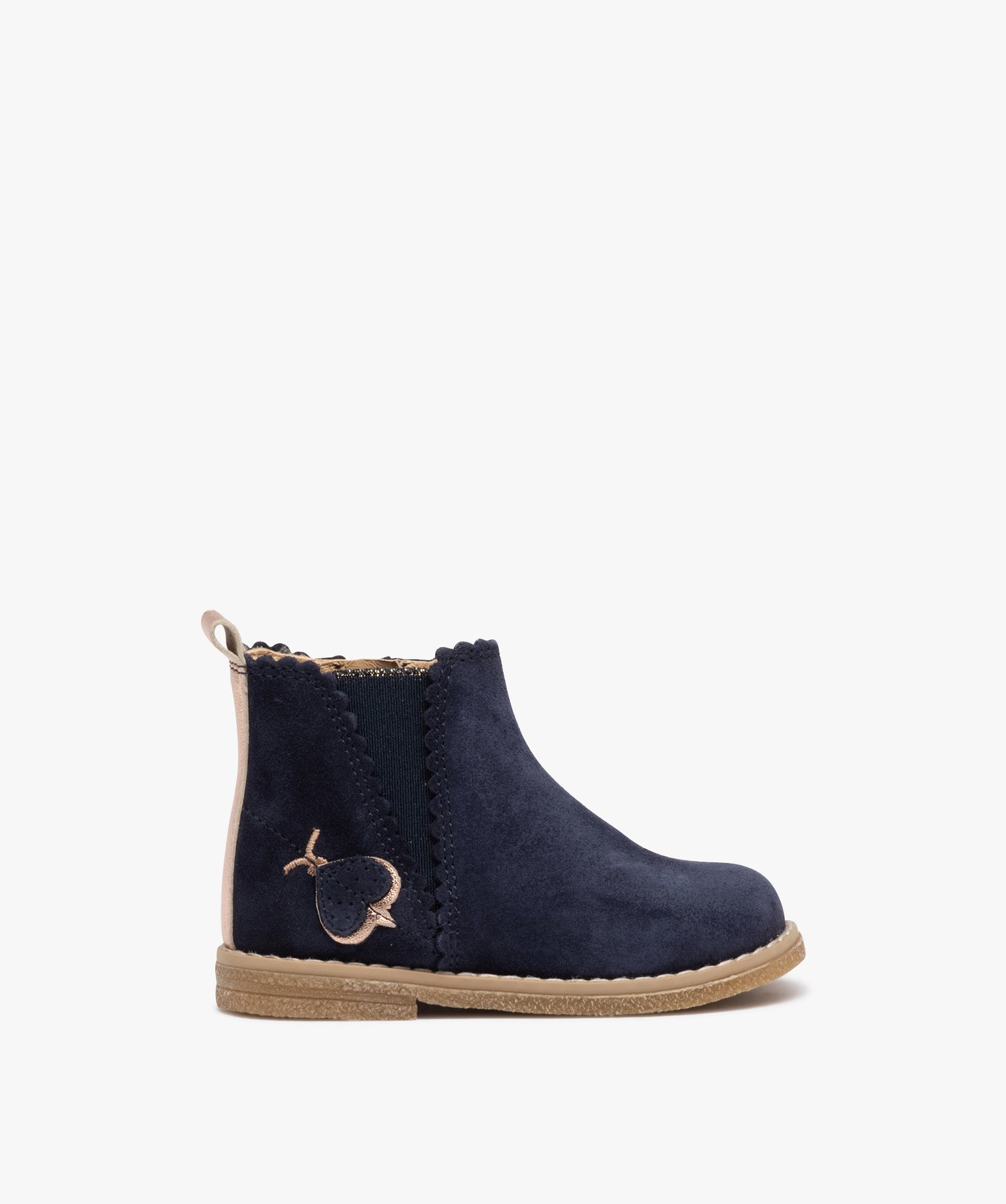 Chaussures en cuir velours avec détails cuivrés bébé fil... marine | GEMO