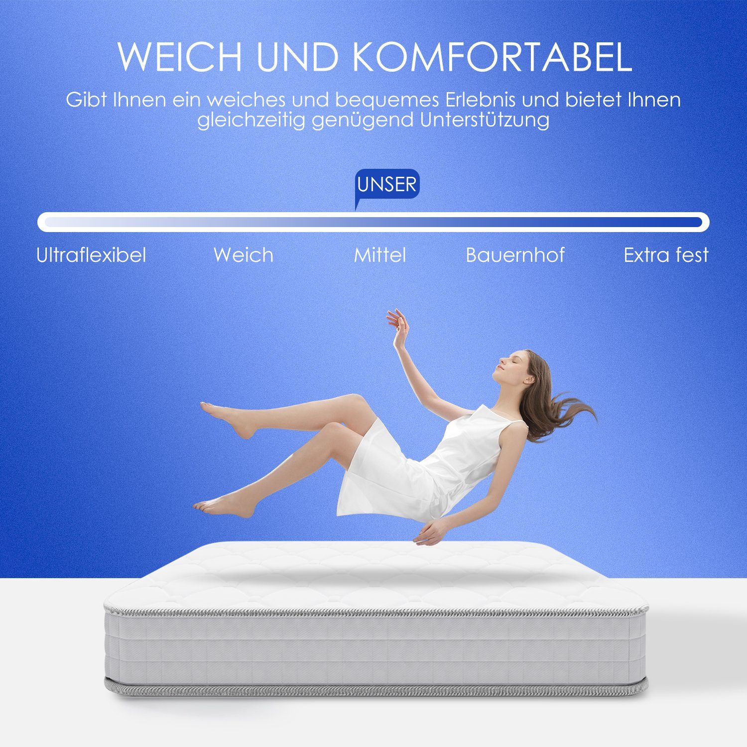 Taschenfederkernmatratze Matratzen,Taschenfederkernmatratze,Federkernmatratze, *Aiibot, 24 cm hoch, (90x200 cm), gut anallergisch und atmungsaktiv