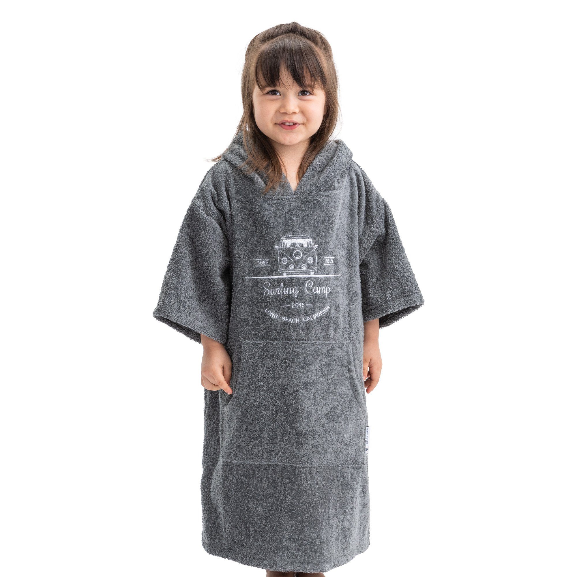 HOMELEVEL Bademantel Badeponcho für Kinder und Teenager für Strand Schwimmbad mit Kapuze, Baumwolle