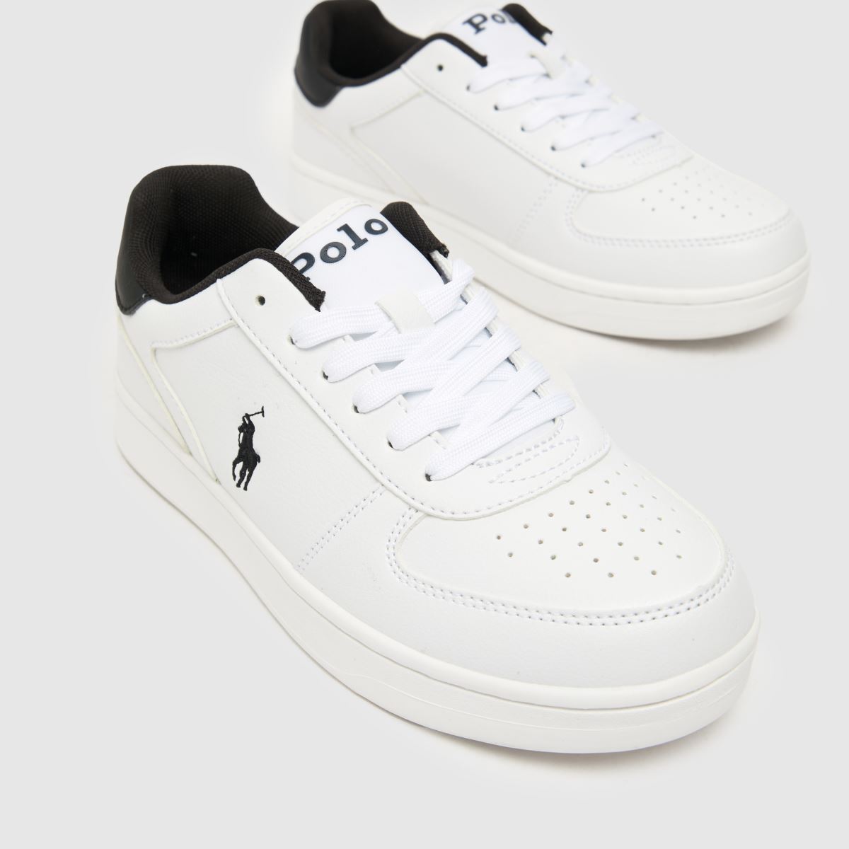 Polo Ralph Lauren vita och svarta court ii pojkar/ungdomsskor