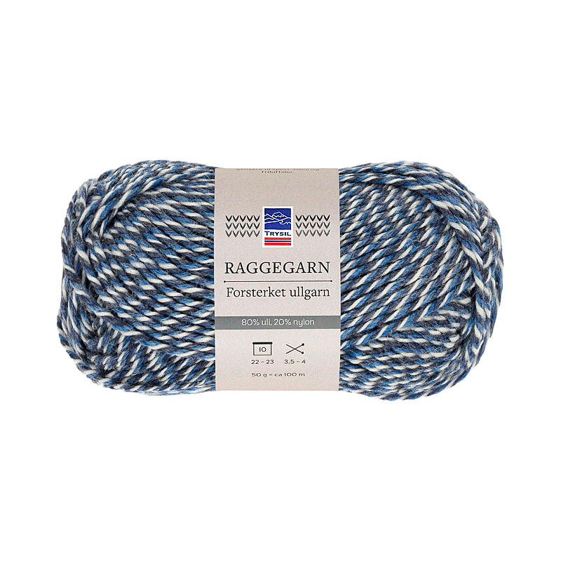 Trysil Raggegarn klassisk 80% ull, denim/natur mouline