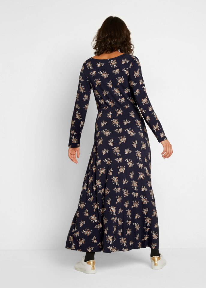 Bedrucktes Maxikleid, langarm