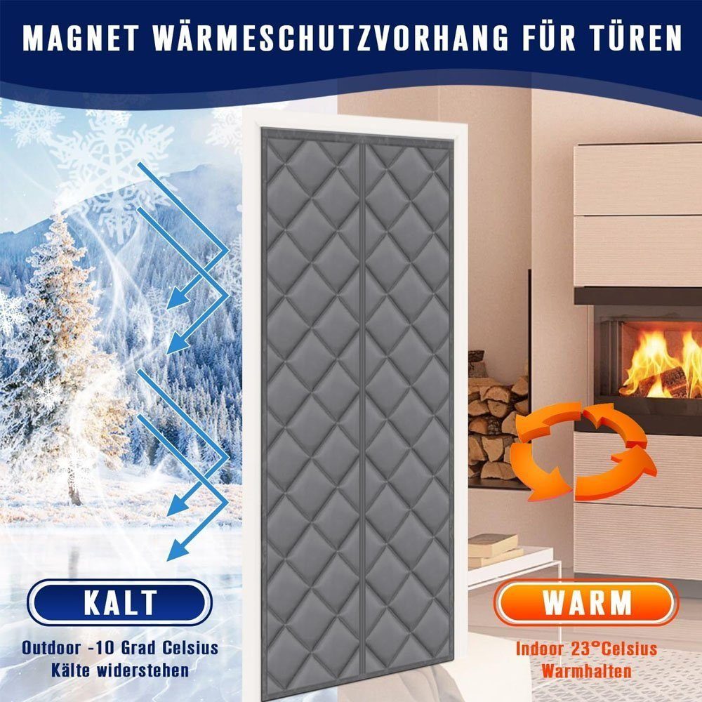 LENBEST Raumteiler Türvorhang Magnettür Thermovorhang,thermovorhang kälteschutz haustür, (1 St), Hands Free,Wasserdicht, Winddicht,Pet Friendly,80x210cm,Grau