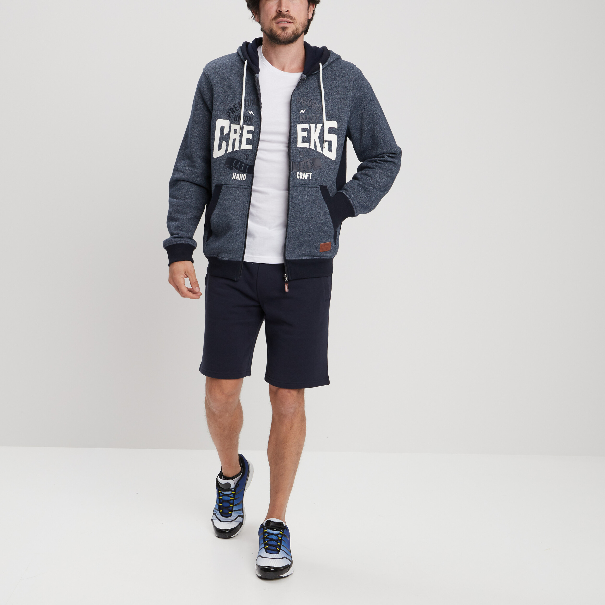 Sweat zippé à capuche Creeks bleu marine homme | La Halle
