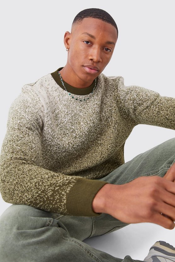 Rundhals-Strickpullover mit Farbverlauf