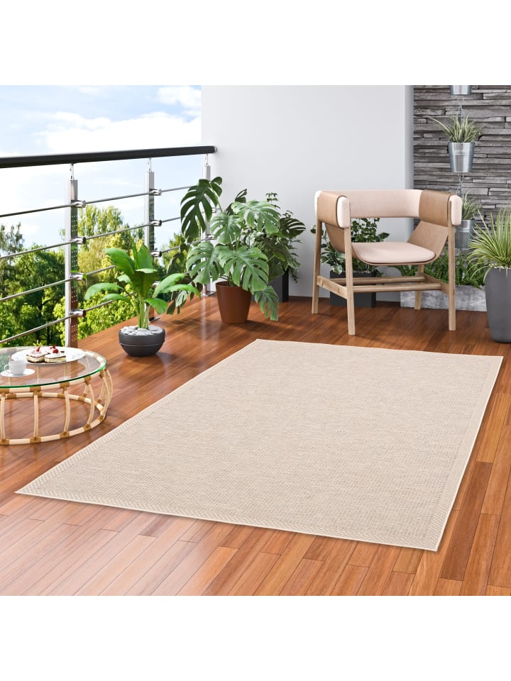 Pergamon In & Outdoor Teppich Flachgewebe Ottawa Bordüre in Beige günstig kaufen