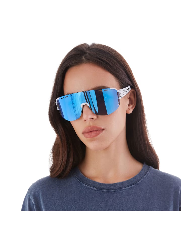 YEAZ SUNGLOW Sport-Sonnenbrille weiß/blau in weiß / blau günstig kaufen onesize