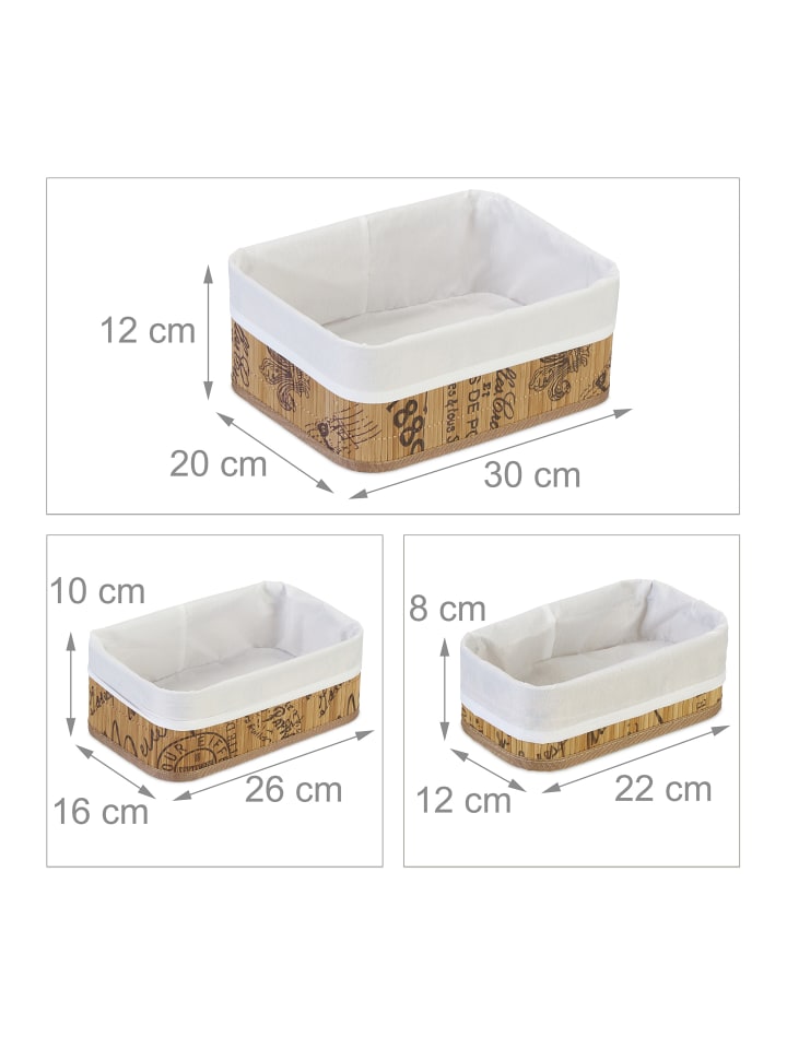 relaxdays 3 x Aufbewahrungskorb in Weiß/ Natur günstig kaufen onesize