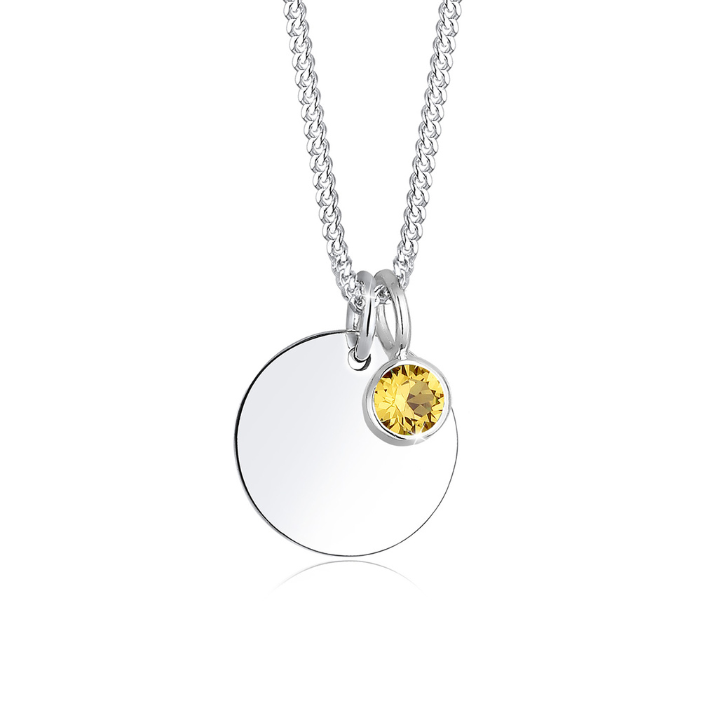 Elli Elli Collier Femmes Pendentif Plaquette Pierre de Naissance Avril avec Cristal en collier