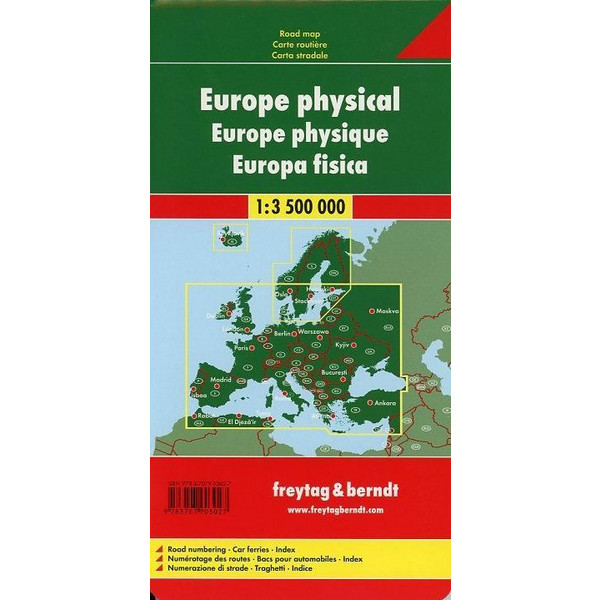 Europa 1 : 3 500 000. Autokarte physisch - Straßenkarte