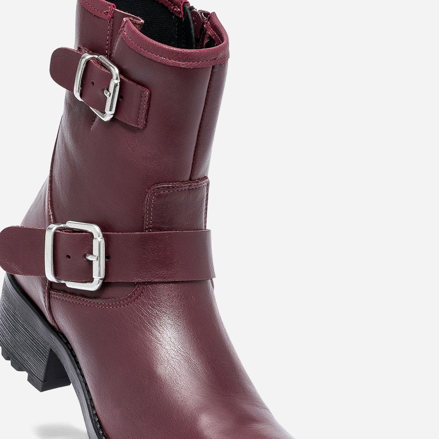 Boots TEXTO rouge foncé en cuir esprit motard