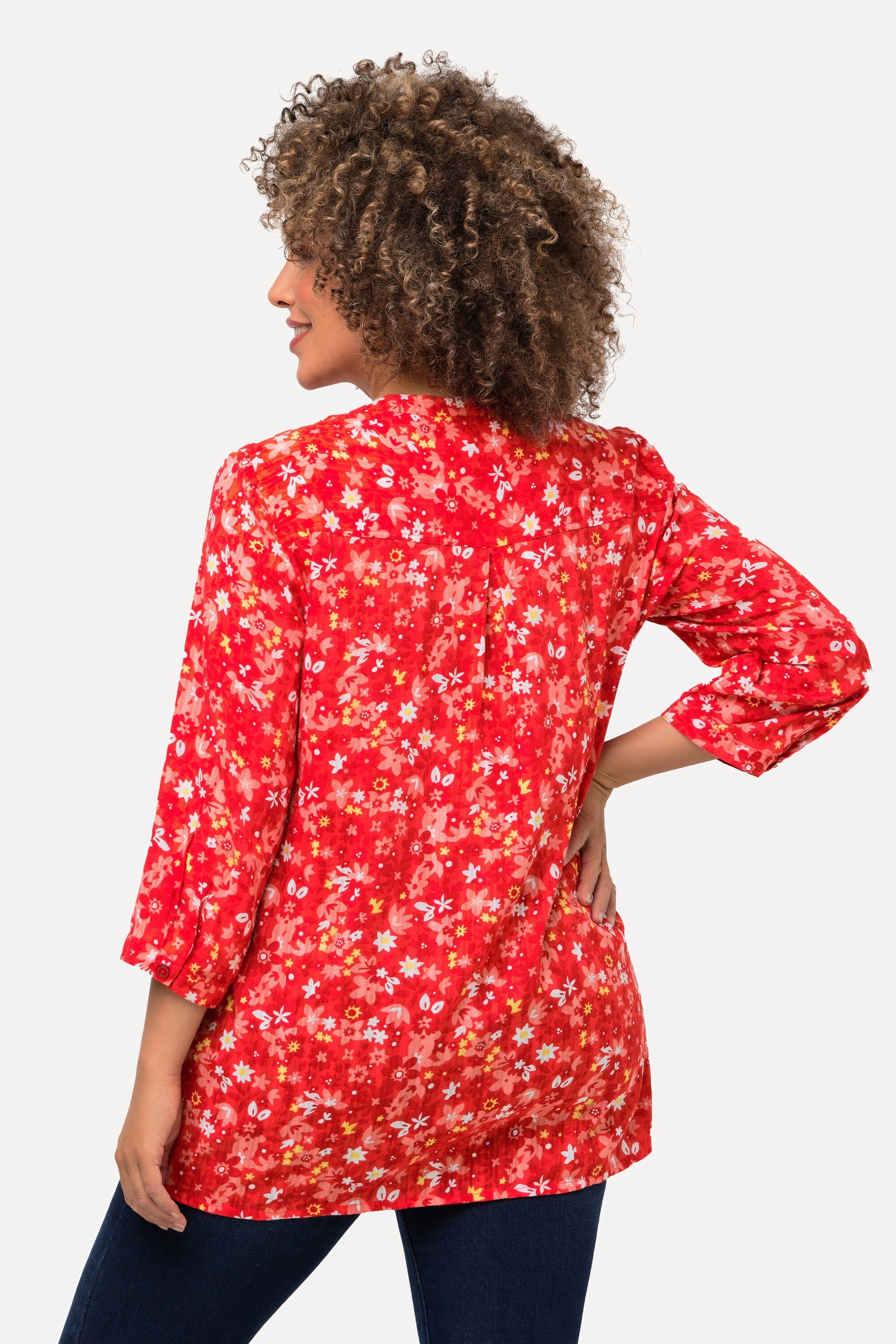 Ulla Popken Tunika Tunika florales Muster Tunika-Ausschnitt 3/4-Arm