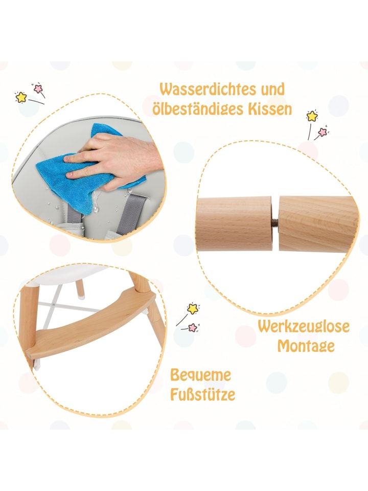 COSTWAY 2 in 1 Hochstuhl in Grau günstig kaufen onesize