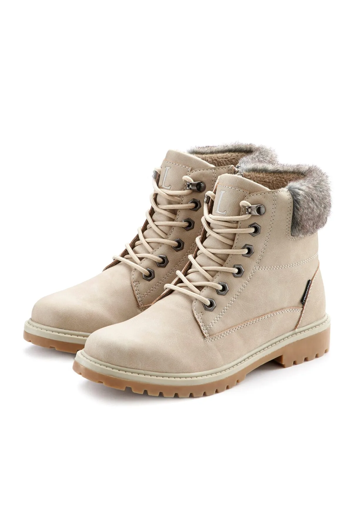 LASCANA  Stiefelette - Beige - Flacher Absatz