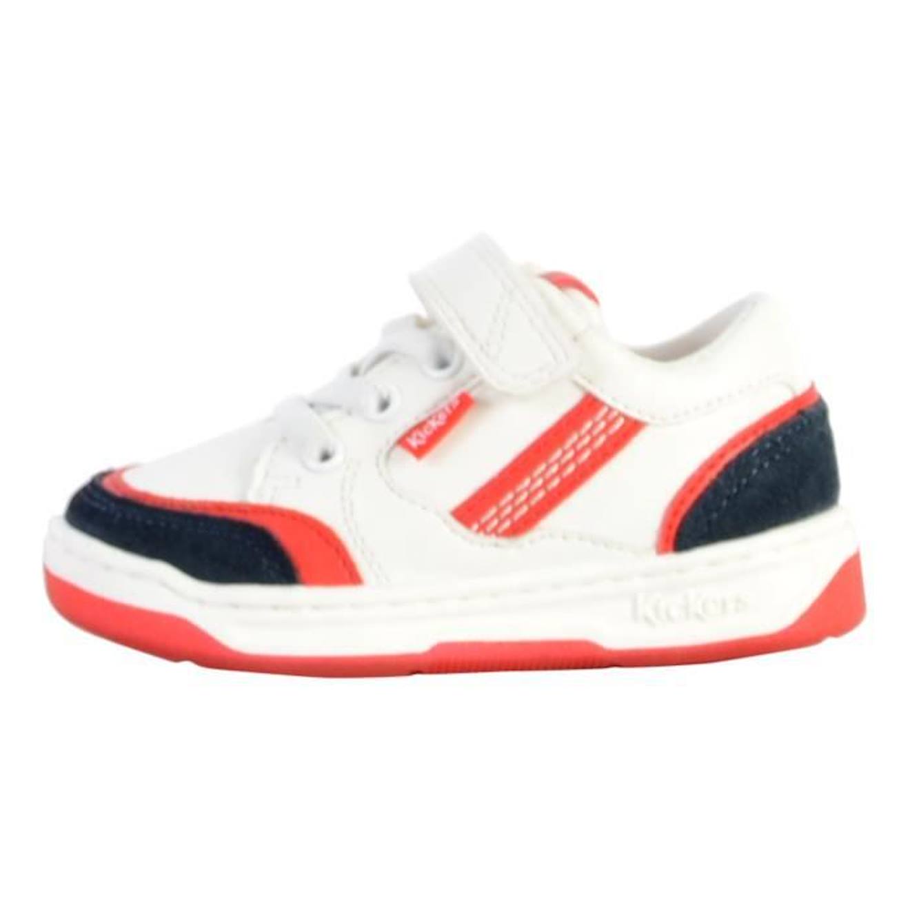 Basket Cuir Enfant Kickers Kouic blanc