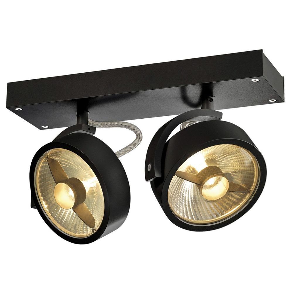 SLV Deckenspot Wand- und Deckenspot Kalu, GU10, schwarz, 2-flammig, keine Angabe, Leuchtmittel enthalten: Nein, warmweiss, Deckenstrahler, Deckenspot, Aufbaustrahler