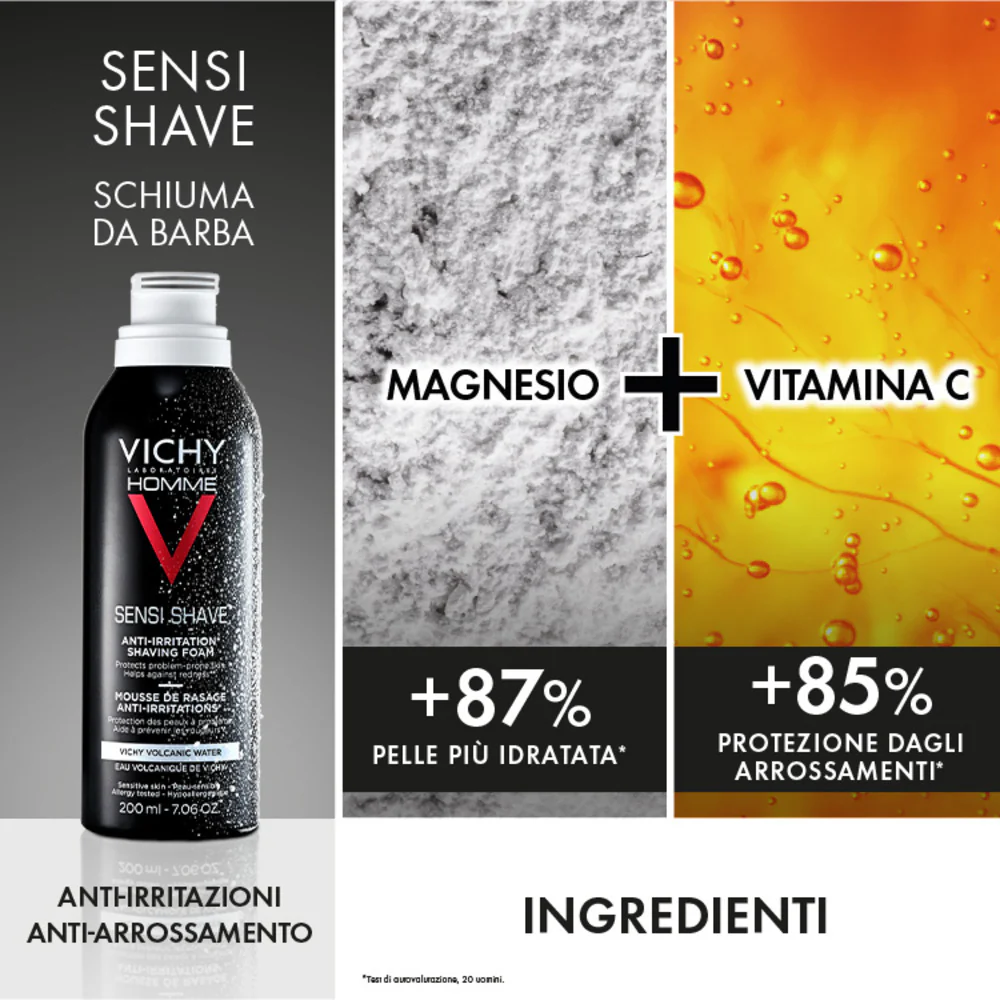 Vichy Homme Herren-Geschenkset Hydra Mag C Duschgel + Sensi Rasierschaum – Geschenkset für Gesicht und Körper, Bad und Dusche
