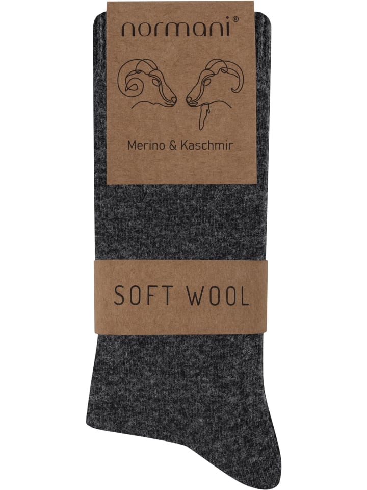 normani 3 Socken aus Cashmere und Merinowolle mit Komfortbund in Anthrazit günstig kaufen