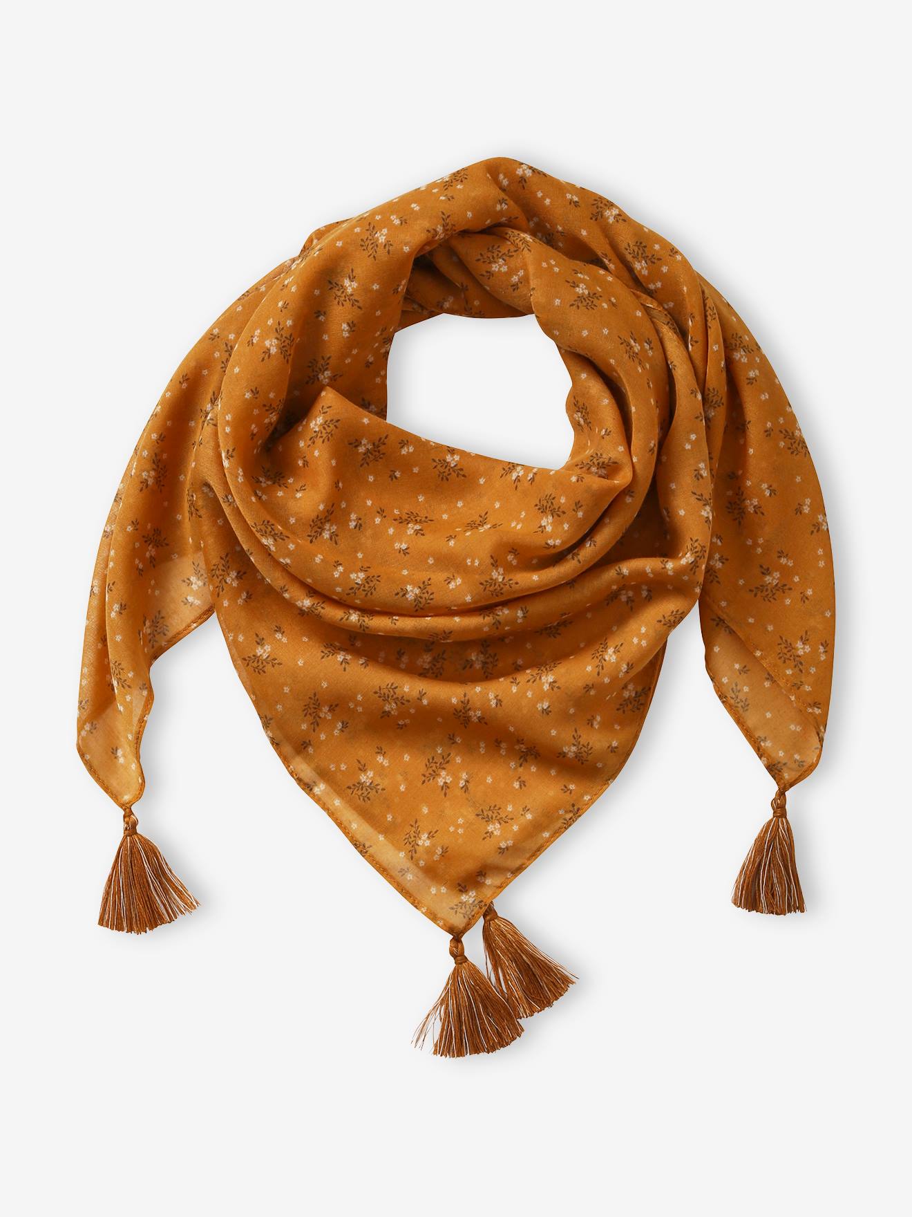 Foulard imprimé fleuri fille caramel imprimé