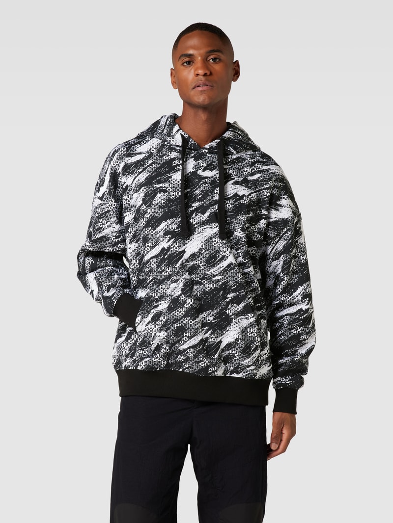Hoodie mit Allover-Muster Modell 'Dednex' in schwarz