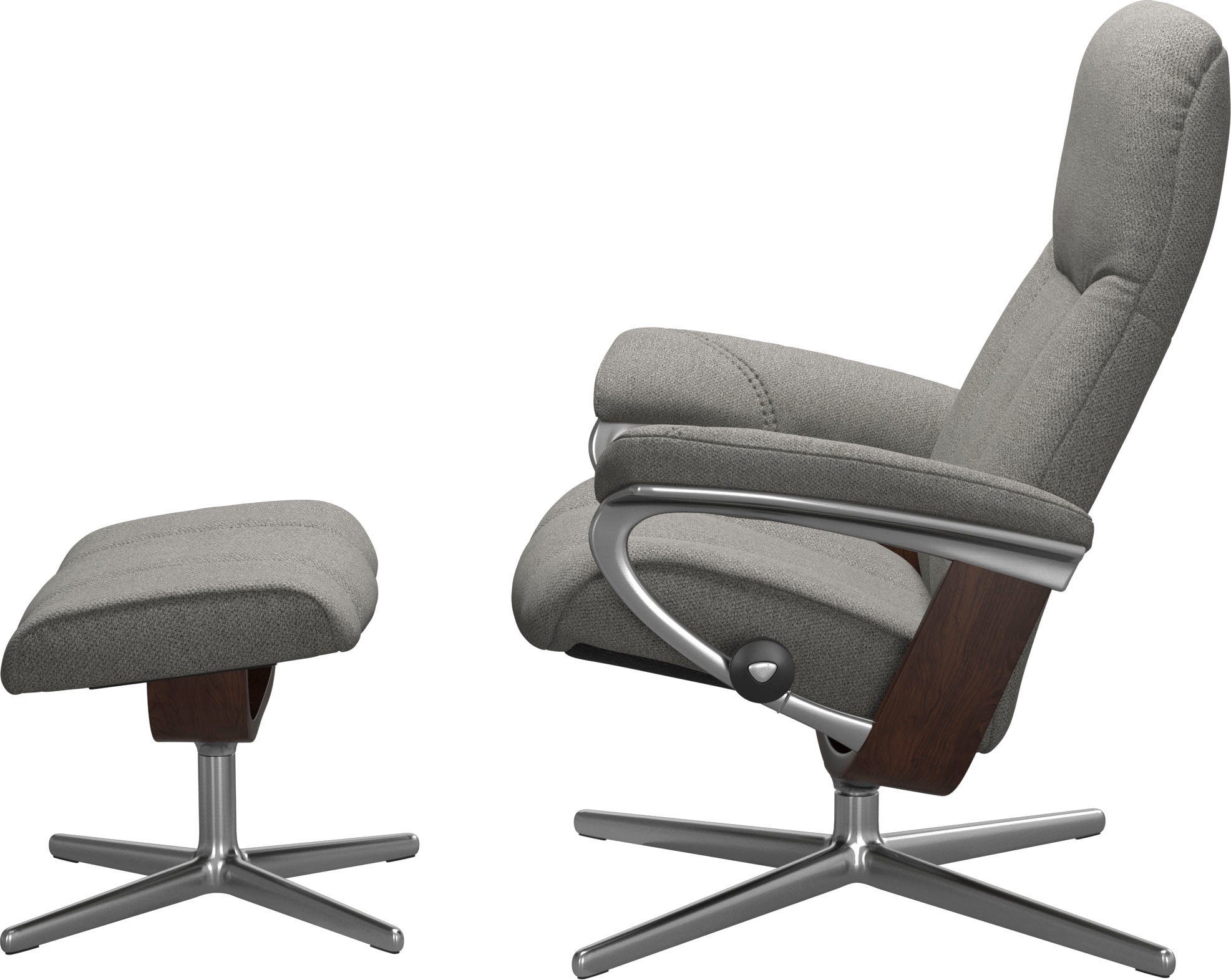 Stressless® Relaxsessel Consul (Set, Relaxsessel mit Hocker), mit Hocker, mit Cross Base, Größe S, M & L, Holzakzent Braun
