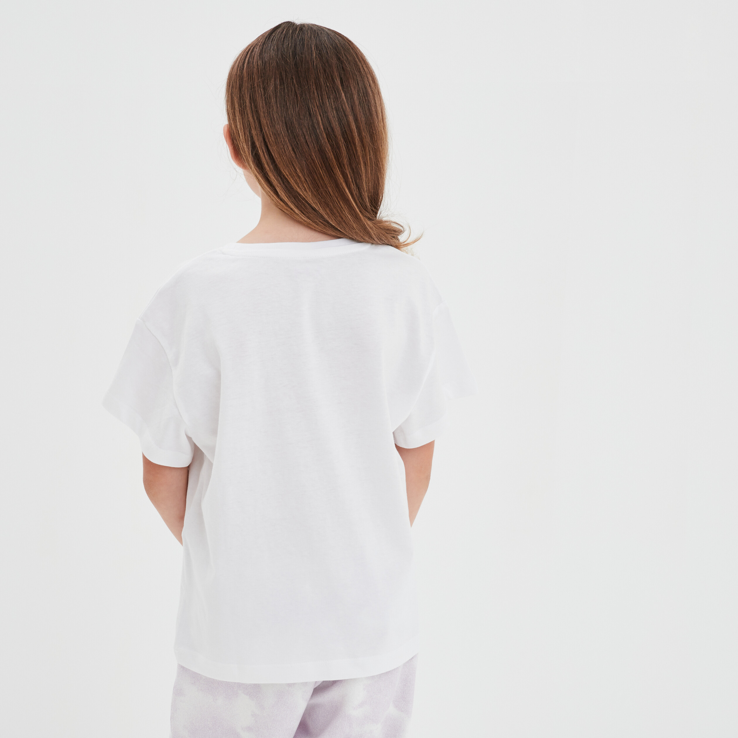 T-shirt avec pétales manches courtes ivoire fille | La Halle