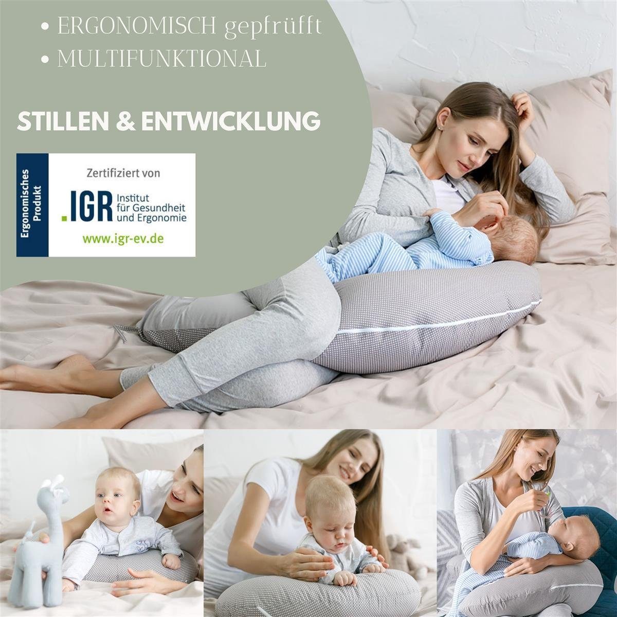 SEI Design Stillkissen Seitenschläferkissen Babynestchen Kuschelnest XXL, Schwangerschaftskissen mit Bezug, Bezug Musselin Baumwolle