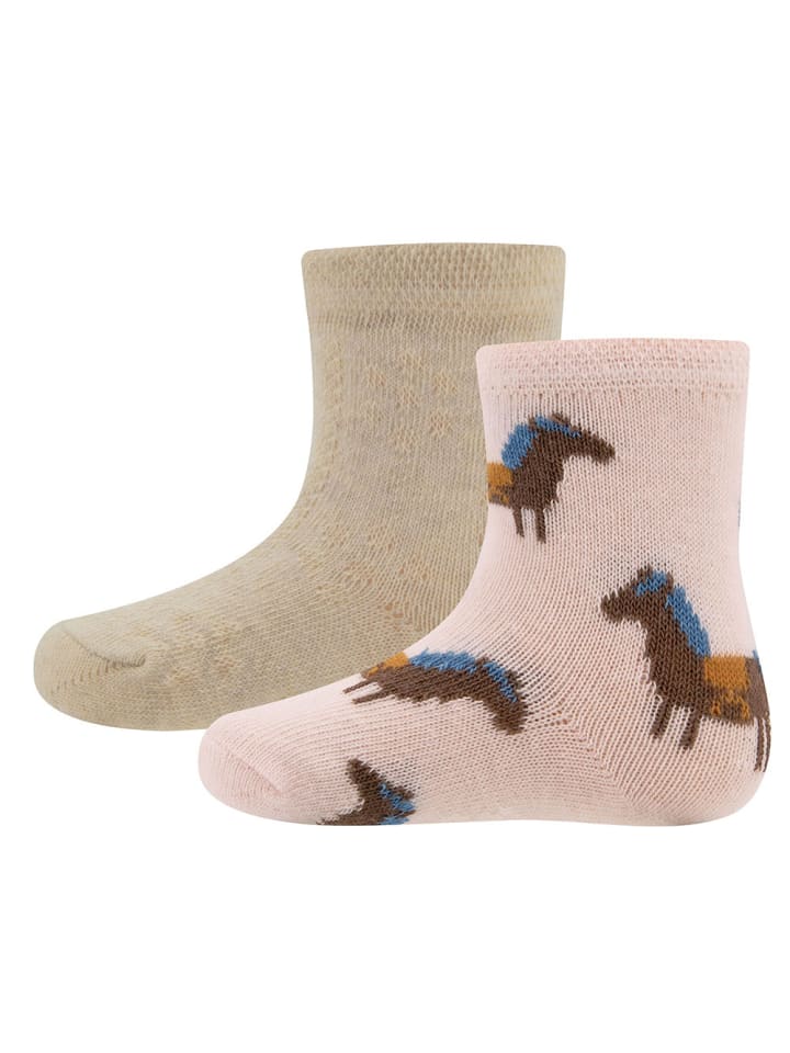 ewers 2er-Set Socken 2er Pack GOTS Pferde/Uni in rosenwasser-beige mel. günstig kaufen