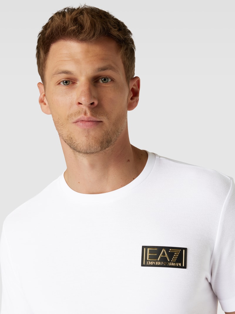 T-Shirt mit Label-Patch Modell 'PJRYZ' in weiß