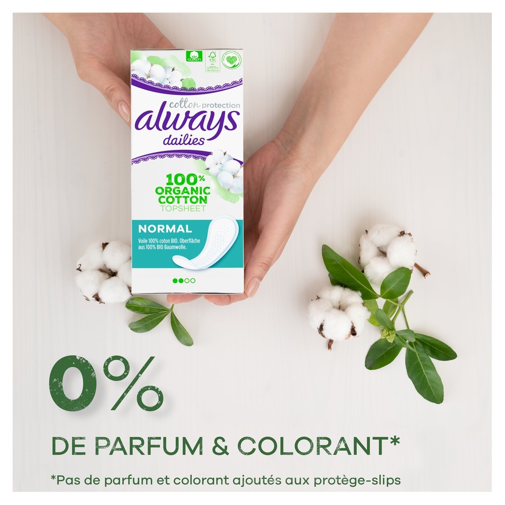 always Always Dailies Protège-Slips, 0% Colorant & Parfum x28 Protège-Slips