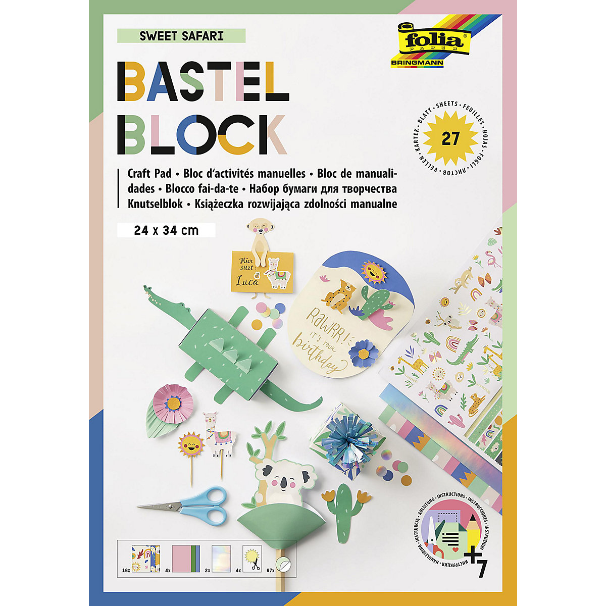 Bastelblock SWEET SAFARI, 24x34cm