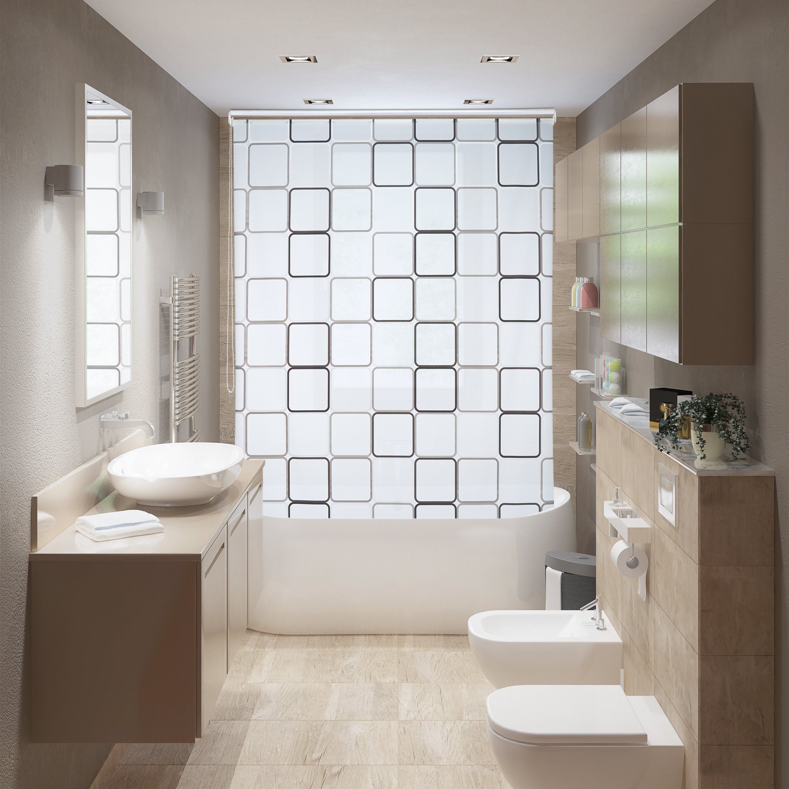 relaxdays Duschrollo Duschrollo SQUARE Breite 60 cm, 60x240cm