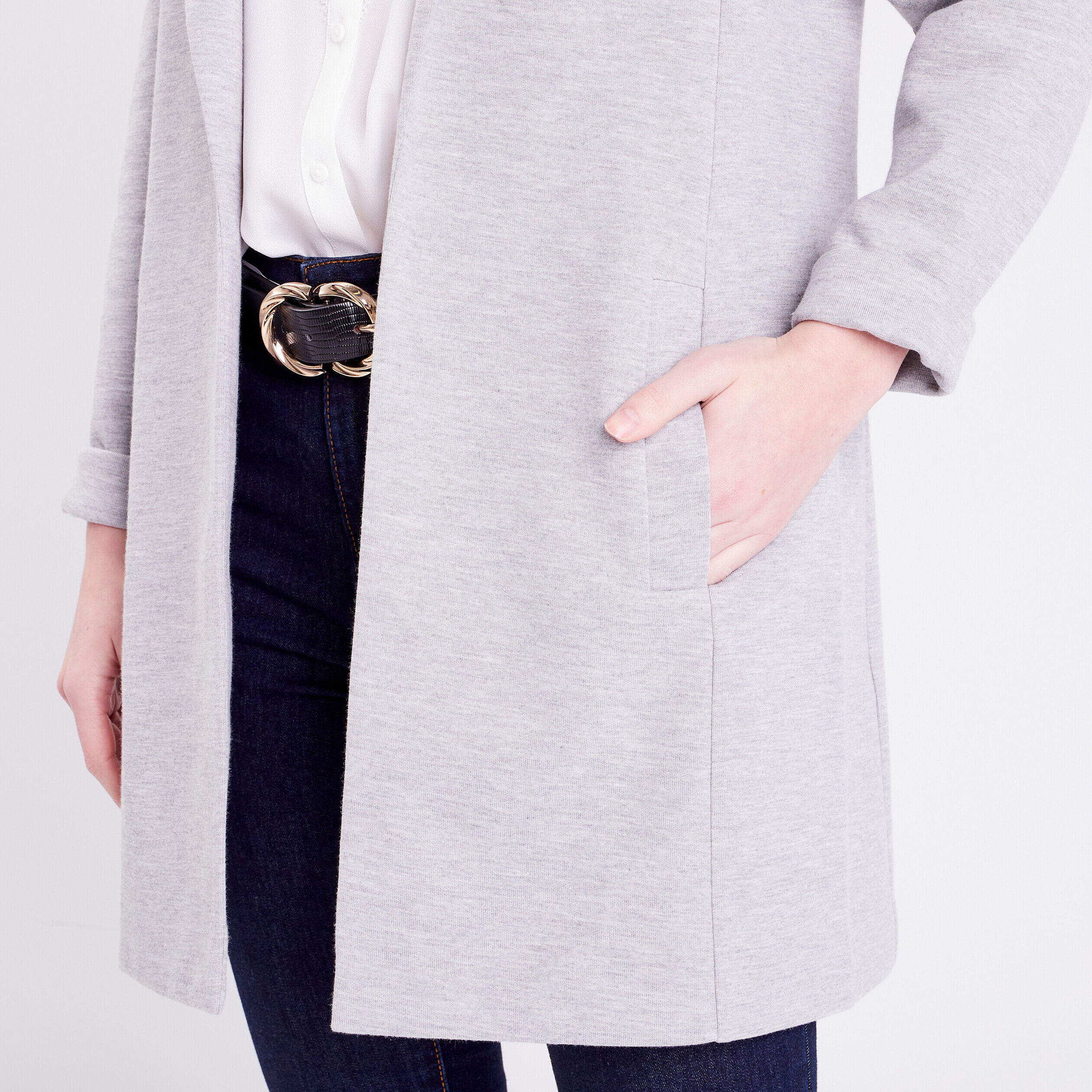 Veste blazer avec manches longues gris clair femme | Cache Cache