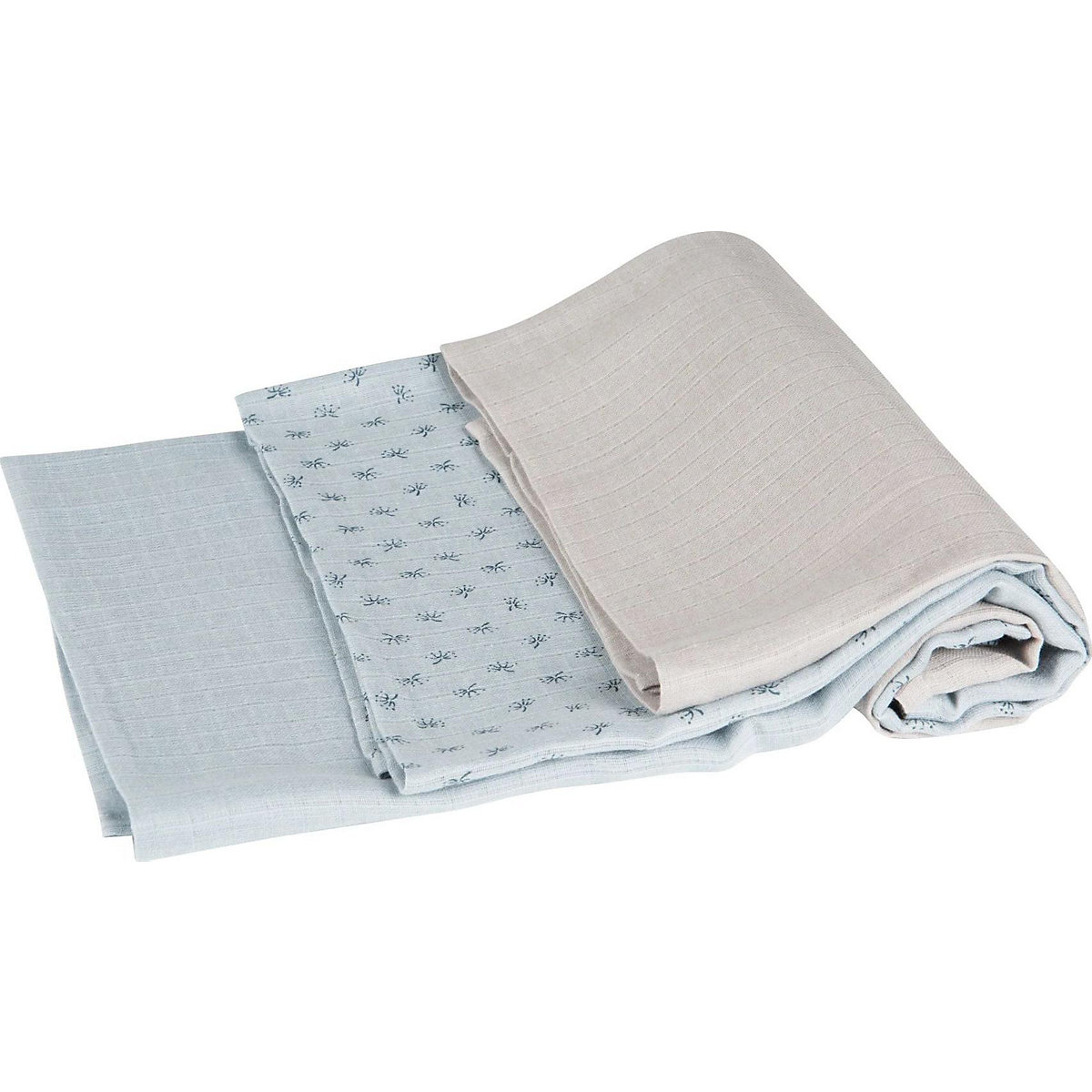 3er Set Windeln Lil Planet hellblau, 80x80 cm