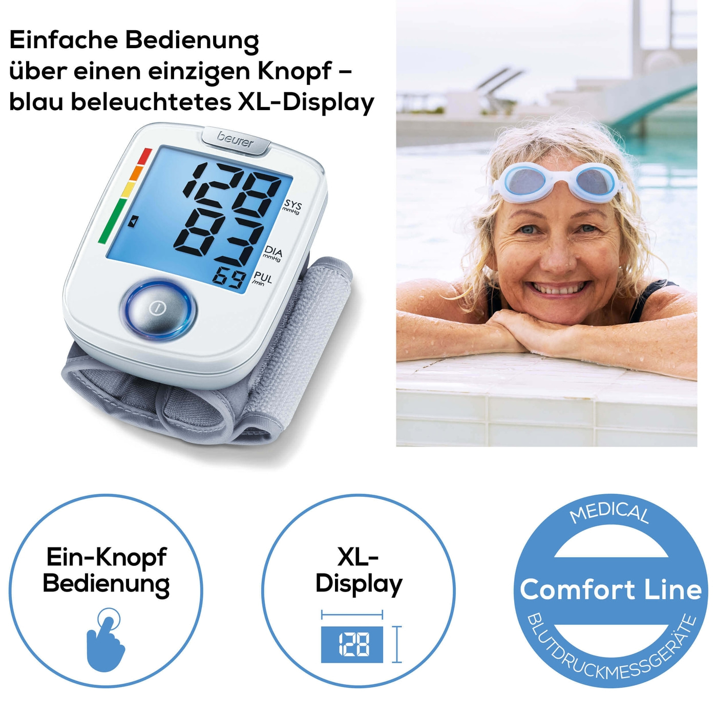 Beurer Handgelenk-Blutdruckmessgerät BC 44-Beleuchtetes Handgelenk-Blutdruckmessgerät zur einfachen Bedienung