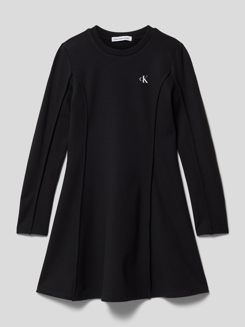 Kleid aus Viskose-Mix mit Label-Print Modell 'PUNTO' in schwarz