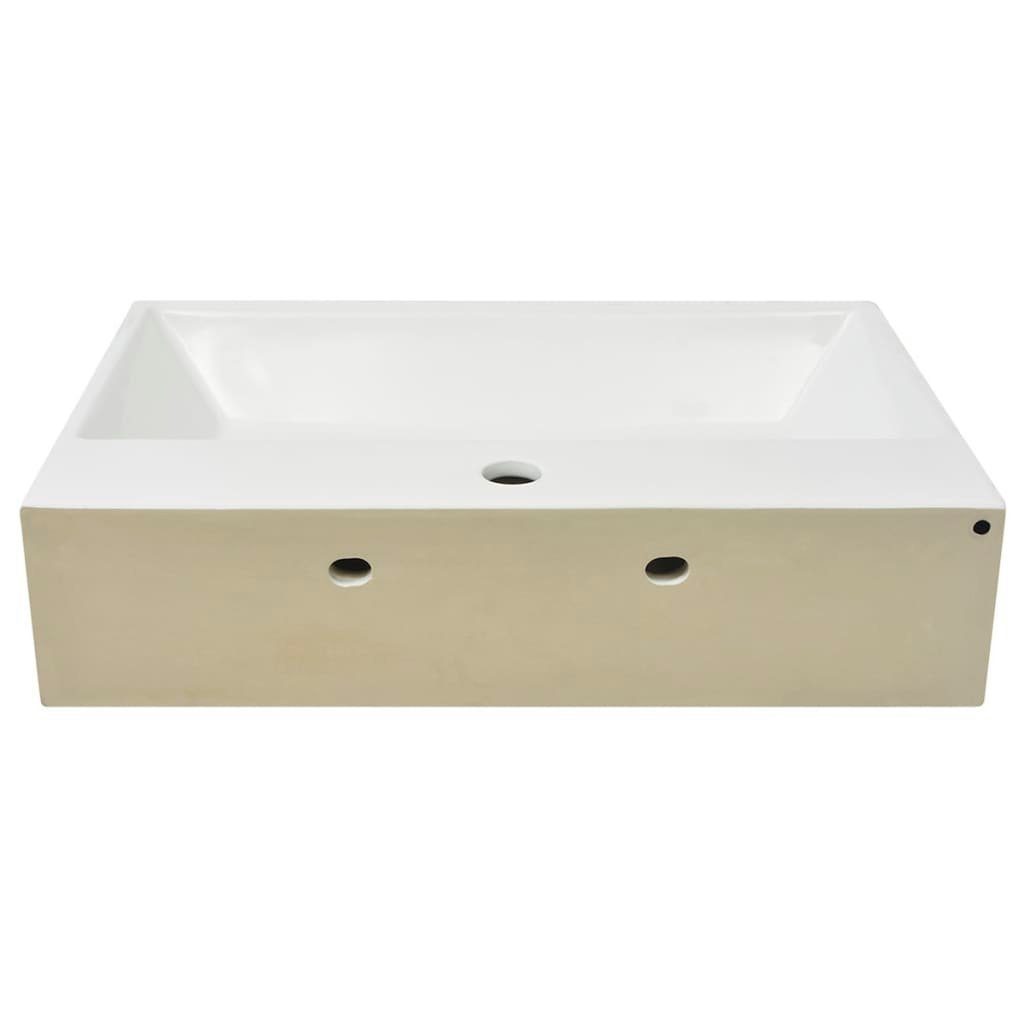 vidaXL Waschbecken Waschbecken mit Hahnloch Keramik Weiß 60,5x42,5x14,5 cm