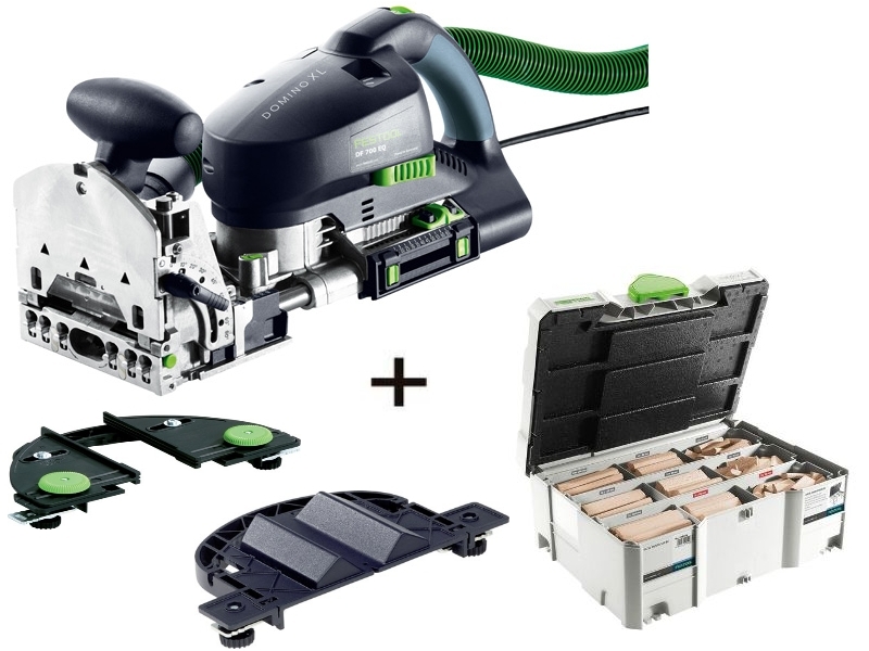 Festool DF700XL-Set1 Domino-fräs DF700EQ-Plus+ DOMINO DF700 XL sortimentssystainer DS/XL + LA-DF kantstopp + RA-DF rundstopp