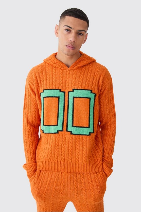 Kastiger Zopfmuster-Hoodie