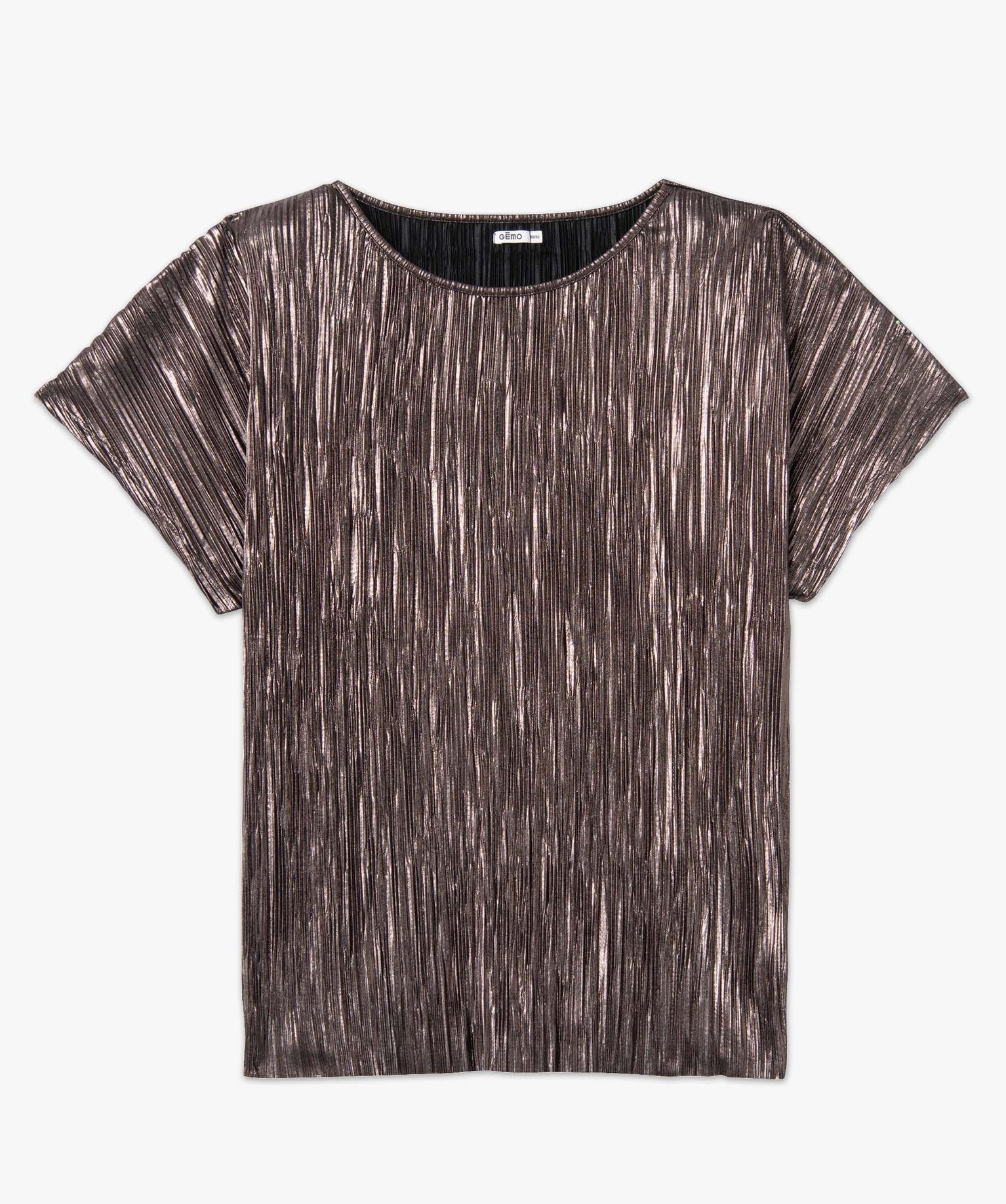 Tee-shirt femme grande taille loose en maille plissée scint... vert | GEMO