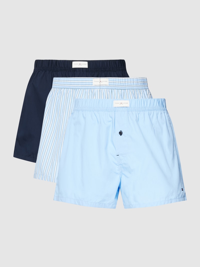 Boxershorts mit Label-Patch im 3er-Pack Modell 'WOVEN' in hellblau