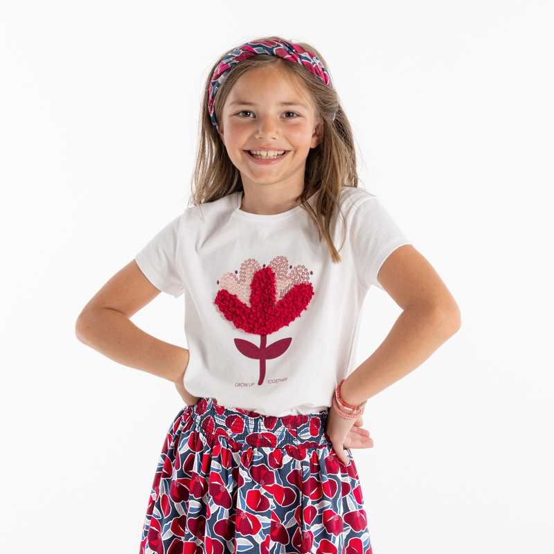 T-shirt à motif en relief rose fille