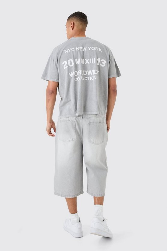 Kastiges Oversize T-Shirt mit Slogan