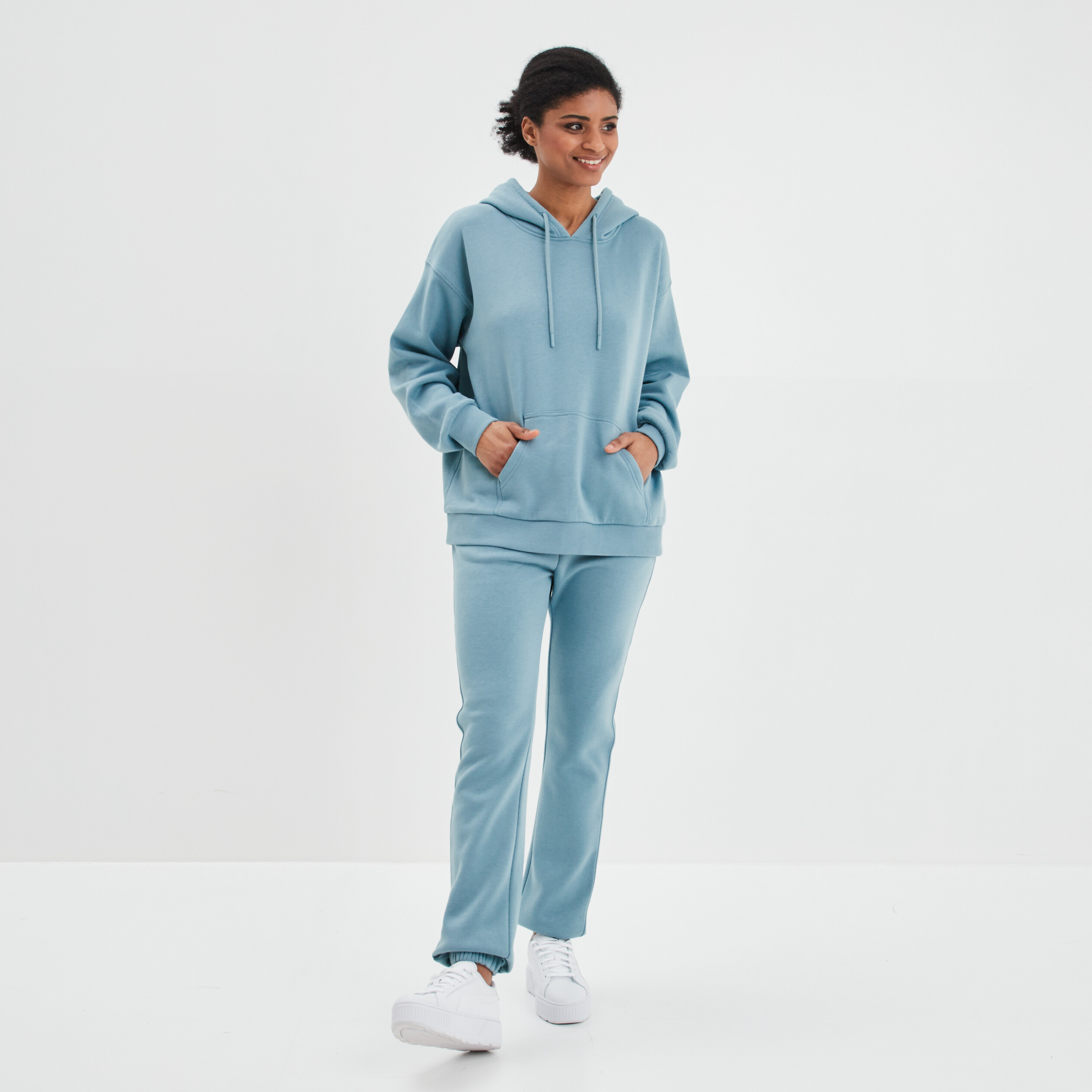 Pantalon jogging droit molleton gris femme | La Halle