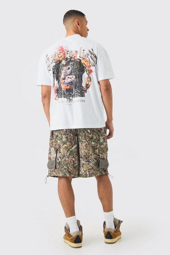 Camouflage Cargo-Shorts mit elastischem Bund