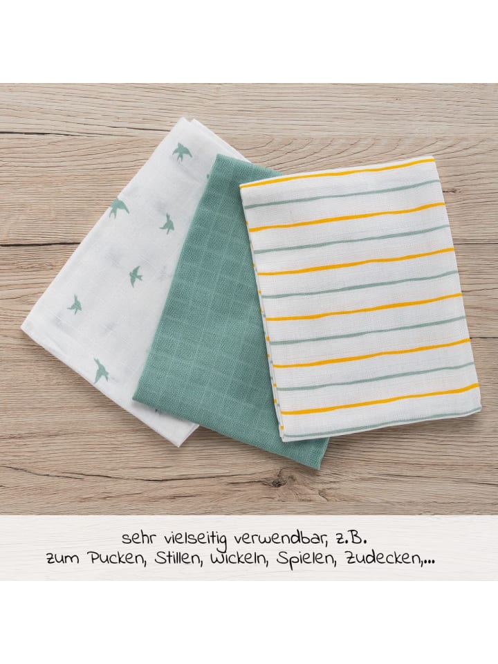 LaLoona Mullwindeln / Mulltücher / Spucktücher OEKO-TEX® 5er in gruen,gelb günstig kaufen onesize